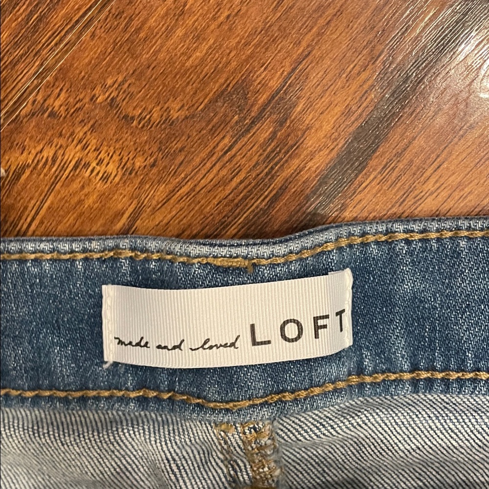 NEW NWT LOFT Curvy Braided High Rise Kick Crop Jeans Classic Mid Wash Size 34 - Picture 8 of 10